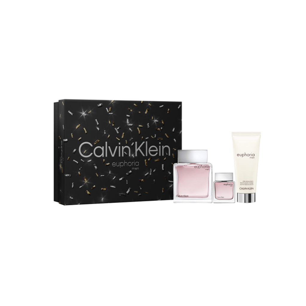 Calvin Klein Euphoria Men Eau de Toilette Men's Aftershave Gift Set Spray (100ml) with Aftershave Balm & 15ml EDT