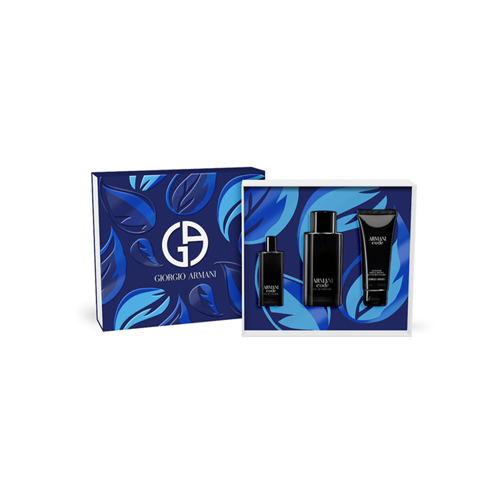 Armani Code Pour Homme Eau de Toilette Men's Aftershave Gift Set Spray (125ml) with Shower Gel & 15ml EDT