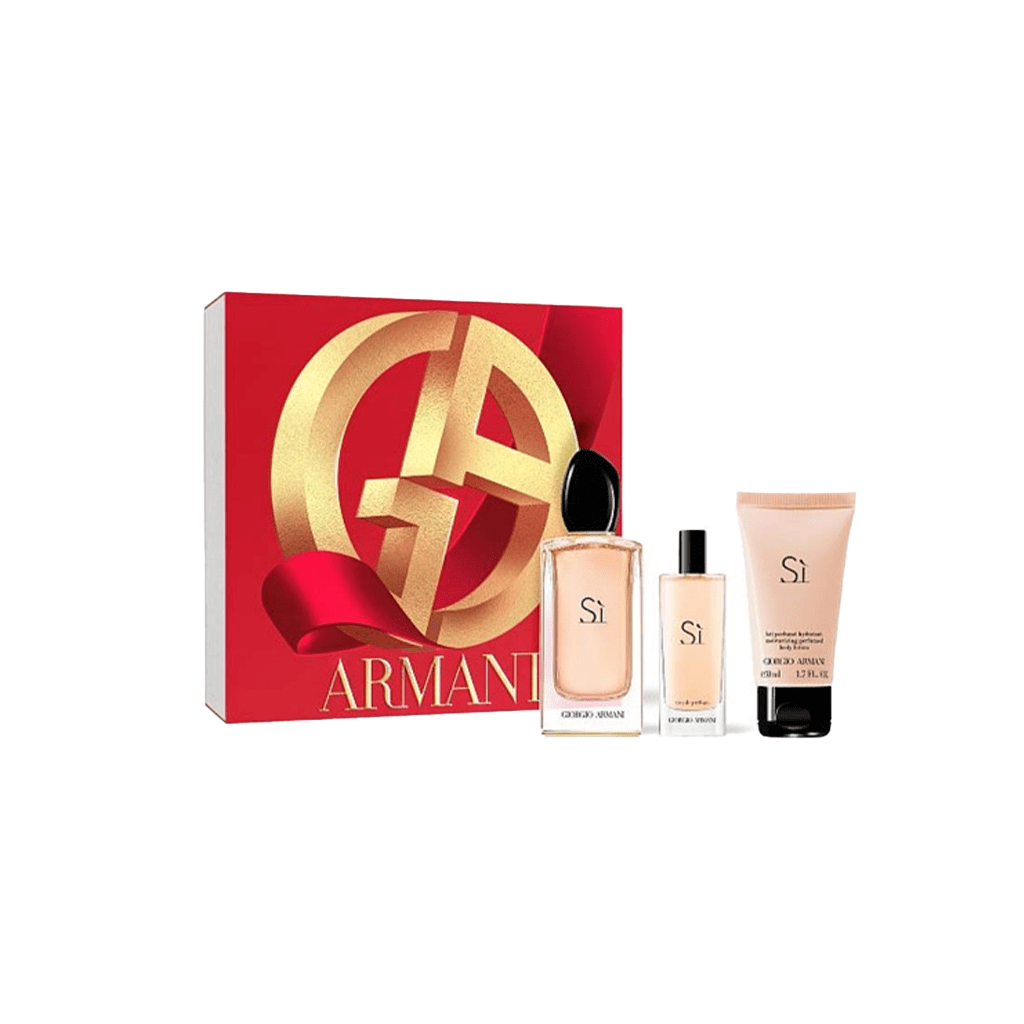 Armani Si Eau de Parfum Women's Gift Set Spray (100ml) with Body Lotion & 15ml EDP