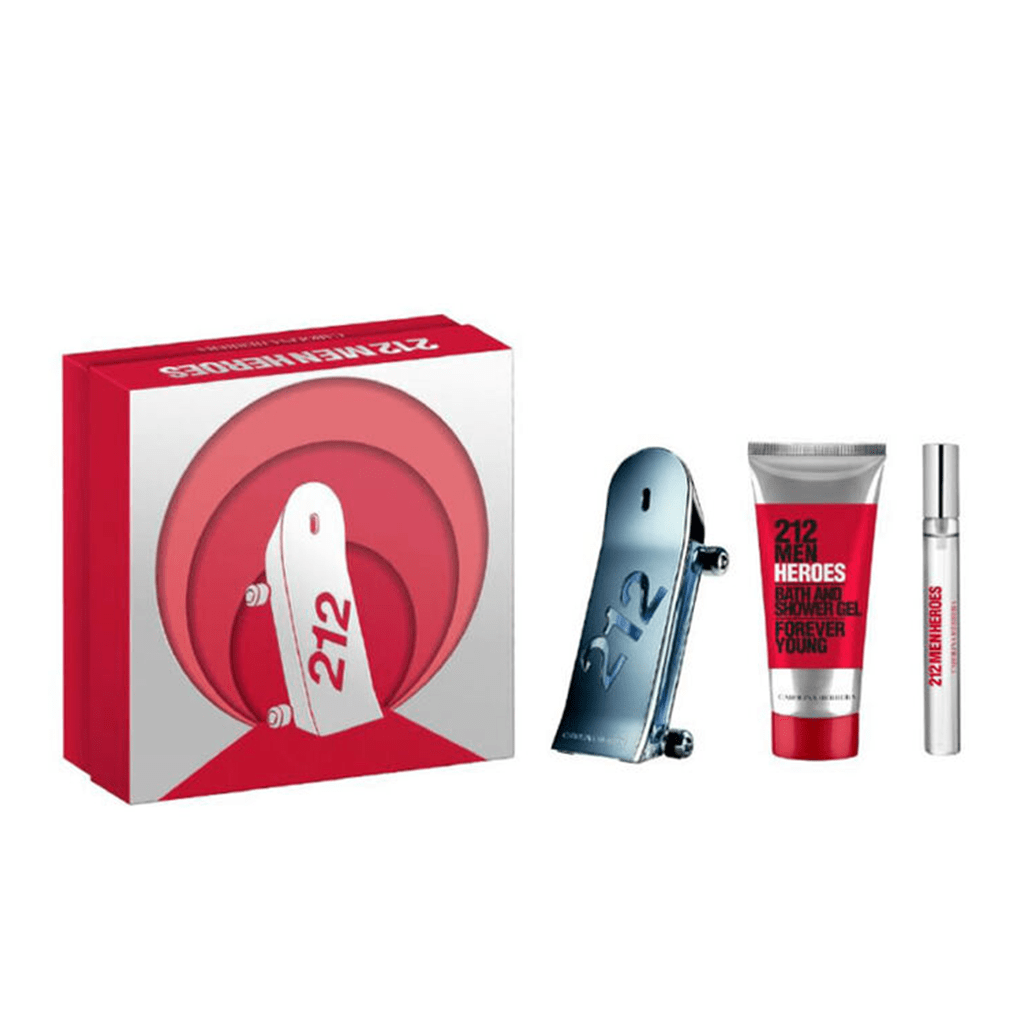 Carolina Herrera 212 Men Heroes Eau de Toilette Spray (90ml) with Shower Gel and 10ml EDT