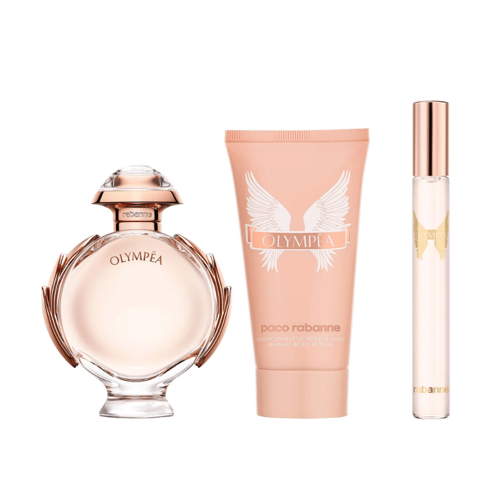 Paco Rabanne Olympea Eau de Parfum Women's Perfume Gift Set Spray (50ml) with Body Lotion & 10ml Mini