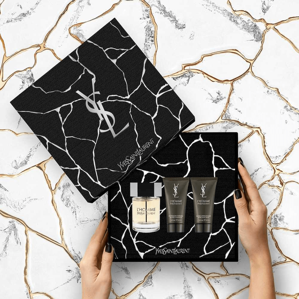 YSL L'Homme Eau de Toilette Men's Aftershave Gift Set Spray (100ml) with Shower Gel & Aftershave Balm