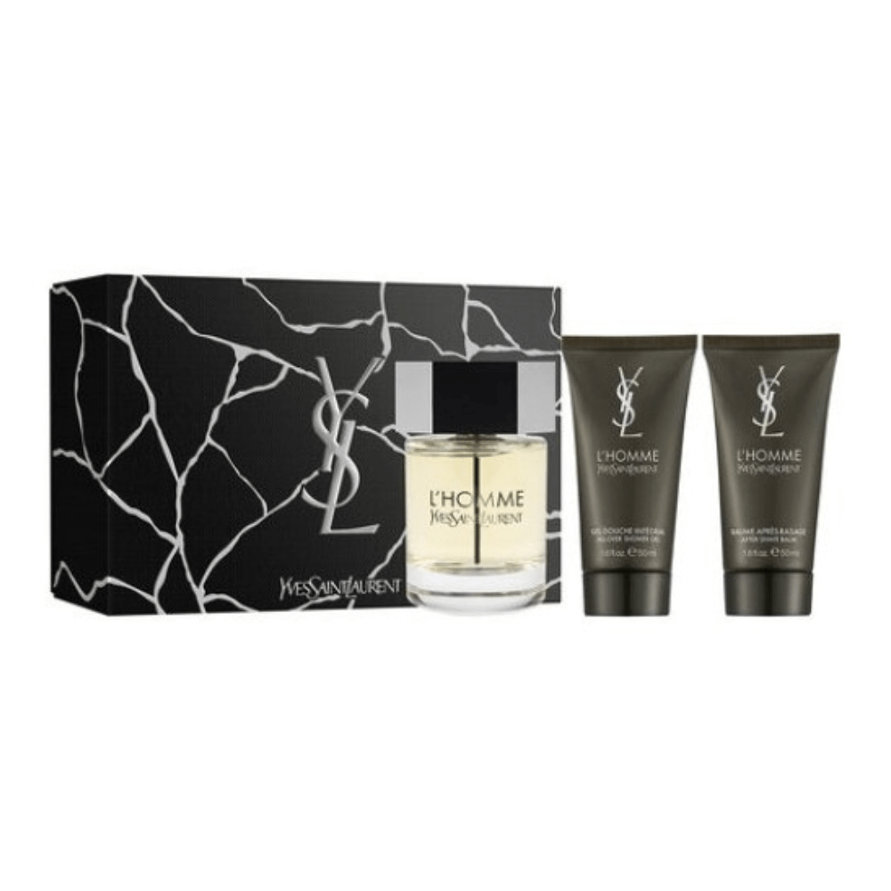 YSL L'Homme Eau de Toilette Men's Aftershave Gift Set Spray (100ml) with Shower Gel & Aftershave Balm